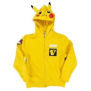 Pokemon Pikachu Hoodie Zip Up Kids Size xL‎ 14/16 NWT Yellow Cosplay Ears